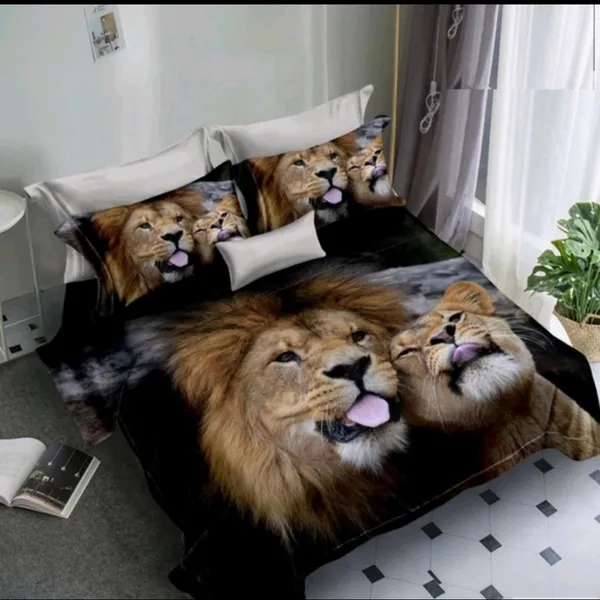 Постельное белье 2 спальное/ Животные 3D Звери из 4 предметов/ подарочный набор